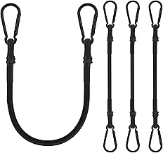 Adiwo Pack of 4 Elastic Straps with Carabiner, 60 cm Expander with Carabiner Hook, Strong Rubber Tensioner, Luggage Tensioner, Tie Down Straps with Hooks