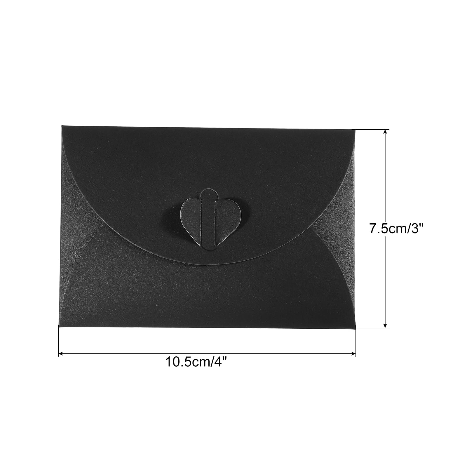 PATIKIL Gift Card Envelopes, 12 Pack Heart Shaped Clasp Small Gift Cards Holder Mini Envelope for Birthdays Weddings Black - Image 2
