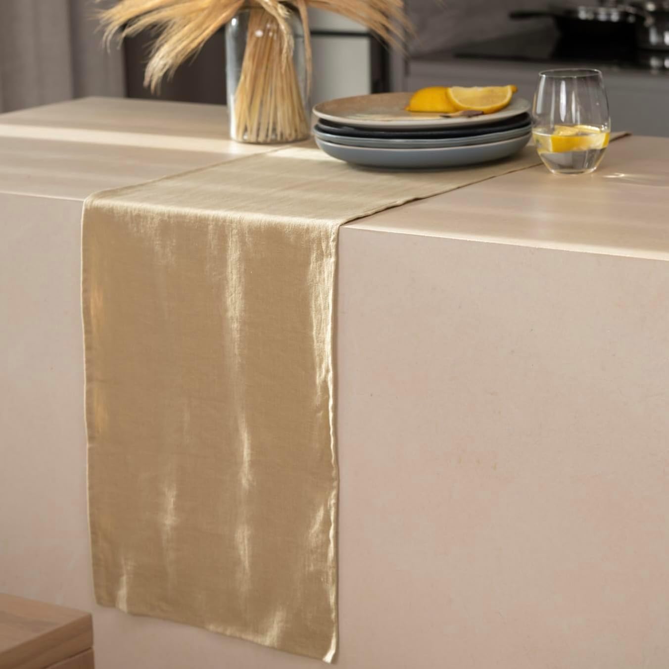 Linen Table Runner 60 inches Long - 100% Pure Linen Flax - Stonewashed European Linen Table Runner (Royal Creme, 14 x 60 Inch) - for Dining, Fall, Autumn, Thanksgiving