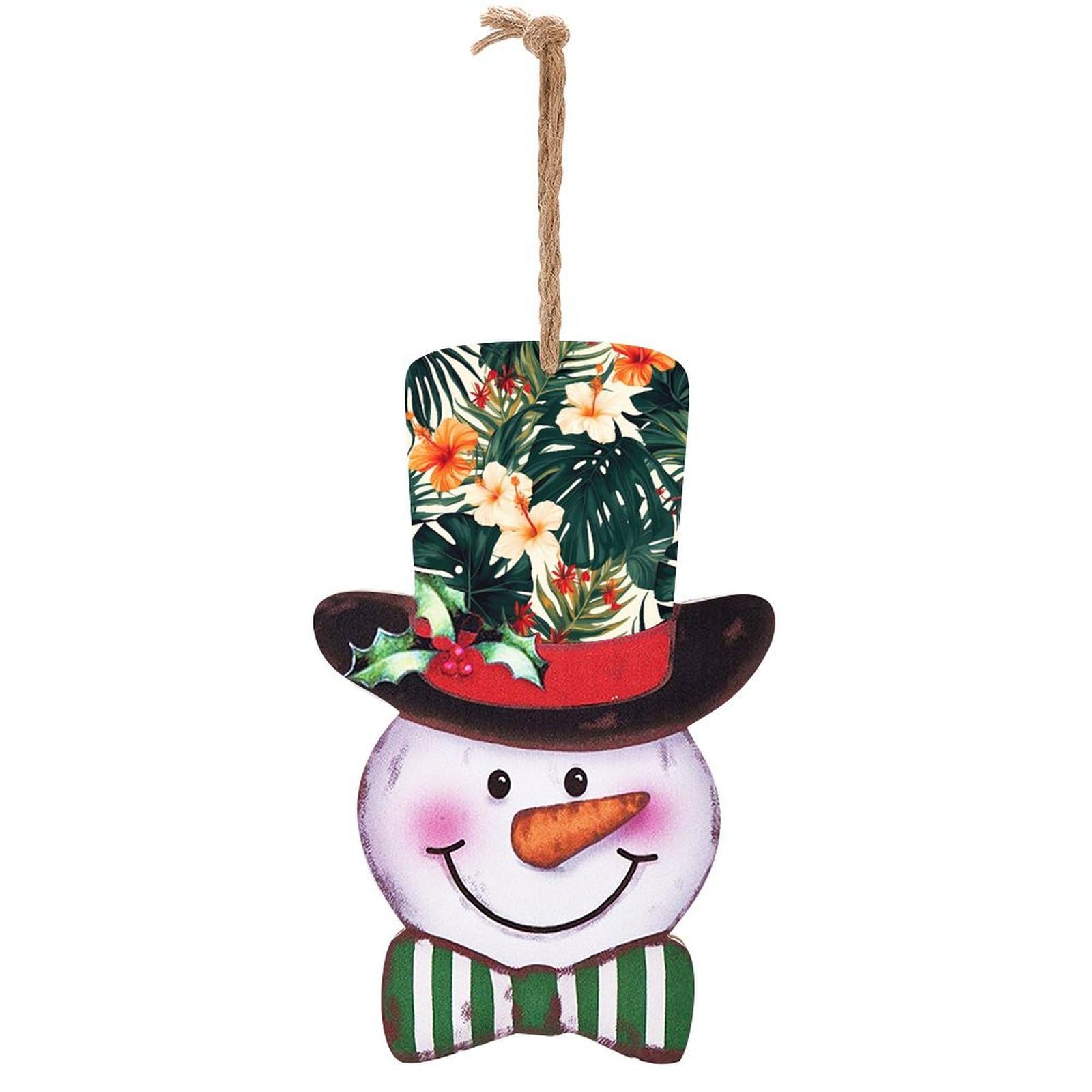 Panneau en bois bonhomme de neige imprimé tropical pour déco murale