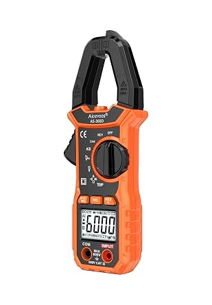 Digital Clamp Meter Multimeter with D-Shaped Jaw for AC/DC Current & Voltage, Auto-ranging 6000 Counts Voltage Tester with Flashlight Backlight, Measuring Temperature Continuity Diode NCV