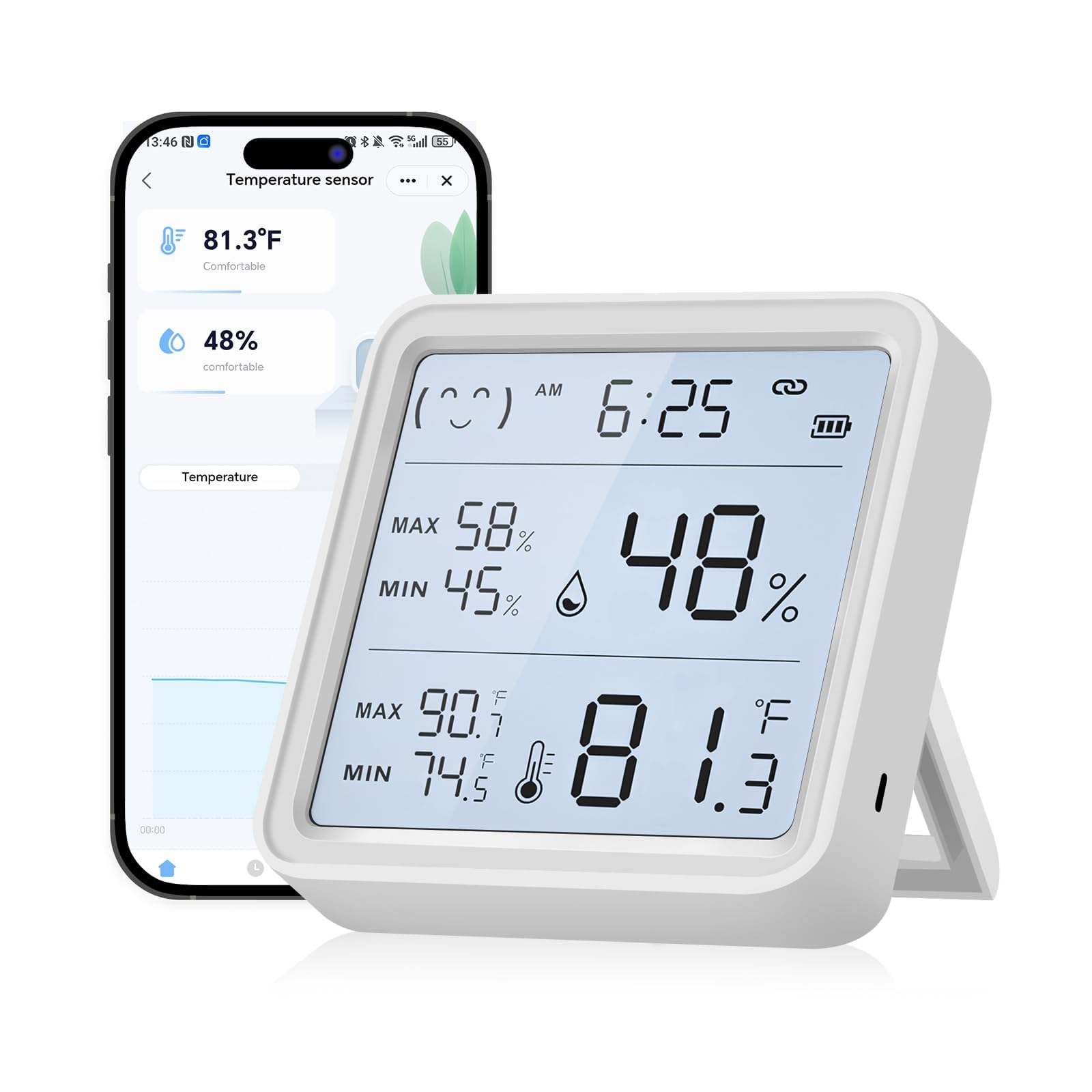 Photo 1 of eMylo WiFi Thermometer Hygrometer, Smart Wireless Indoor Temperature Humidity Monitor with Remote App Alerts, 3.2” Backlit Display, Alexa Google Compatible, Data Export for Home Greenhouse Bedroom