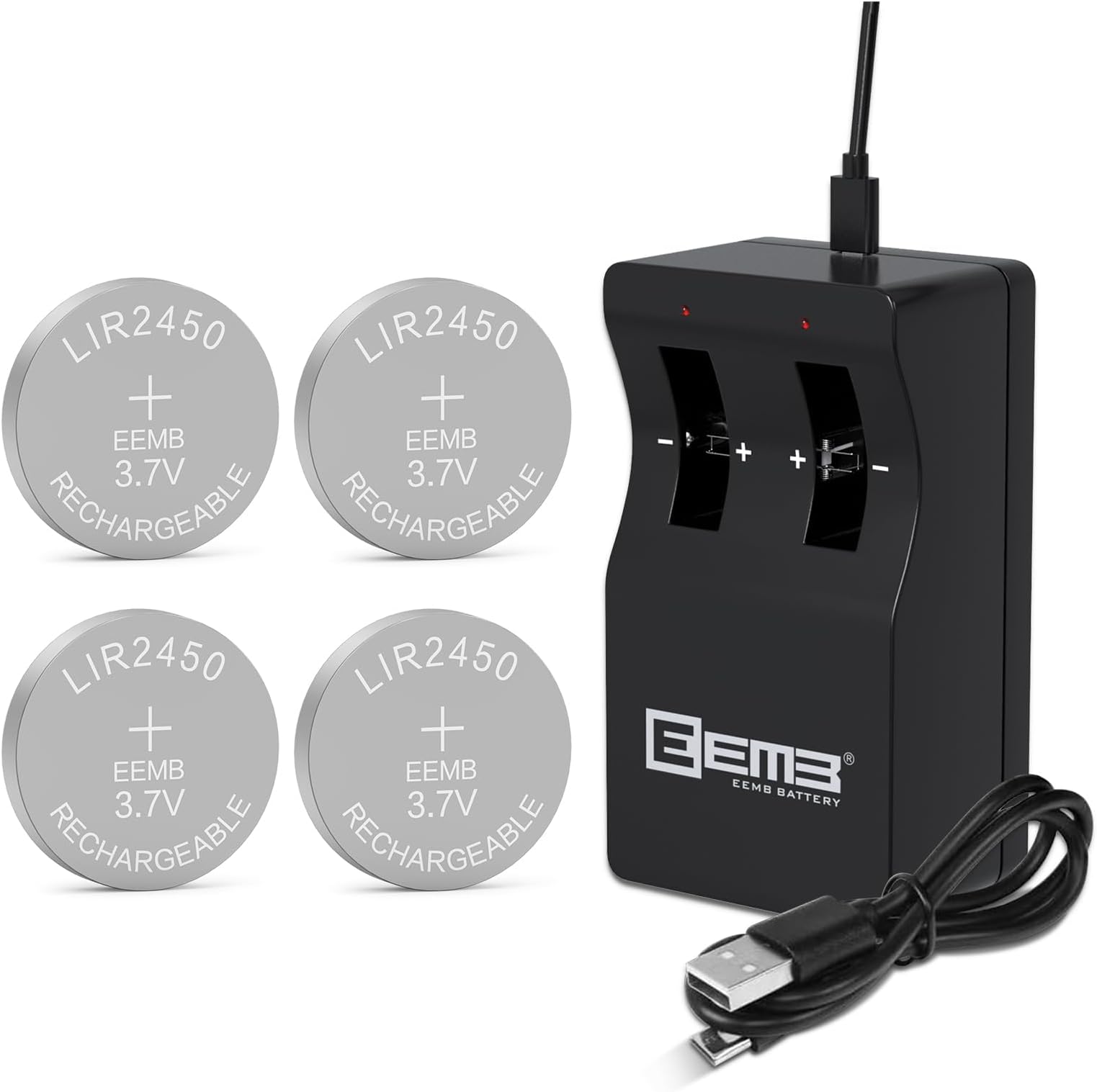 EEMB Battery Set - 4pcs 3.7V 120mAh Battery with for Watch, Toy, Remote Control, and Electronic Devices