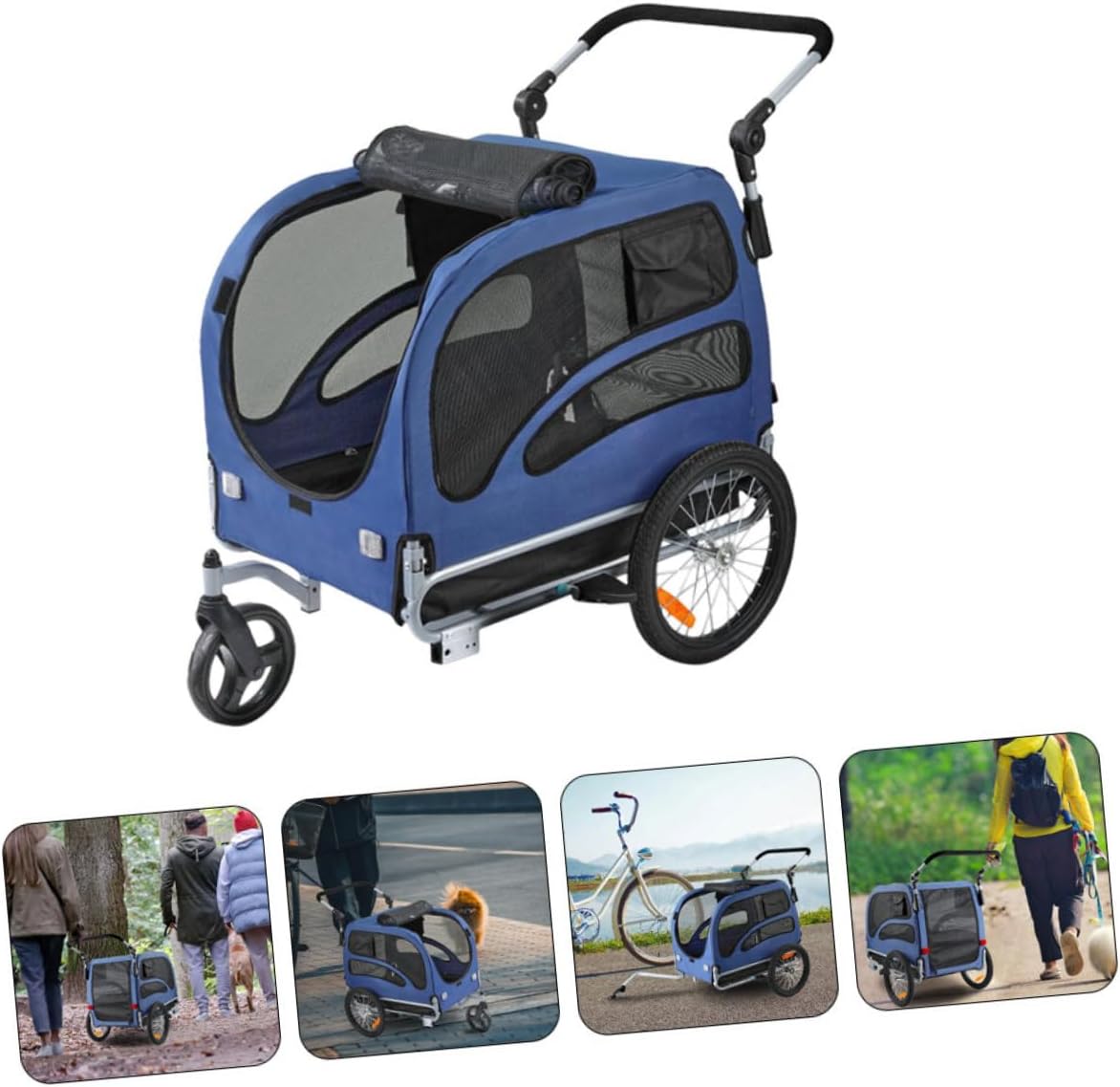 Folding Dog Carrier with Quick Release Wheel Reflector for Small to Medium Dogs Supports Up to Attachment for Adult Bikes