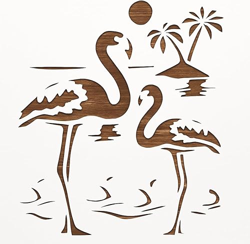 Flamingo Sunset - Plantilla resistente reutilizable de hoja de plástico transparente de corte personalizado, suministros de bricolaje para