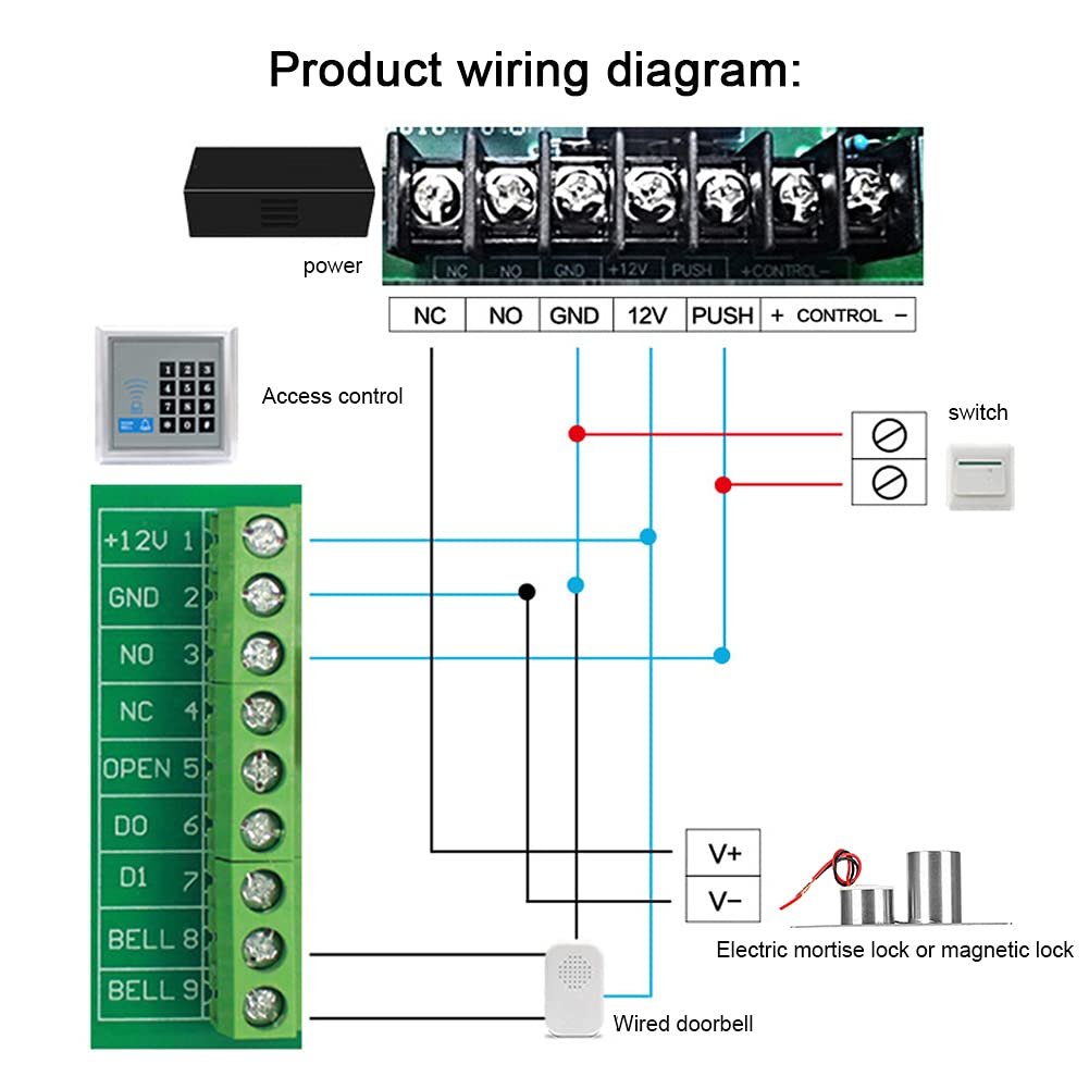 DC 12V 2 Fili Mini Serratura Elettrica Incorporata - di Controllo Accessi di Sicurezza per Porte in Vetro con Bullone in Acciaio Inossidabile Design per la Casa e L'ufficio