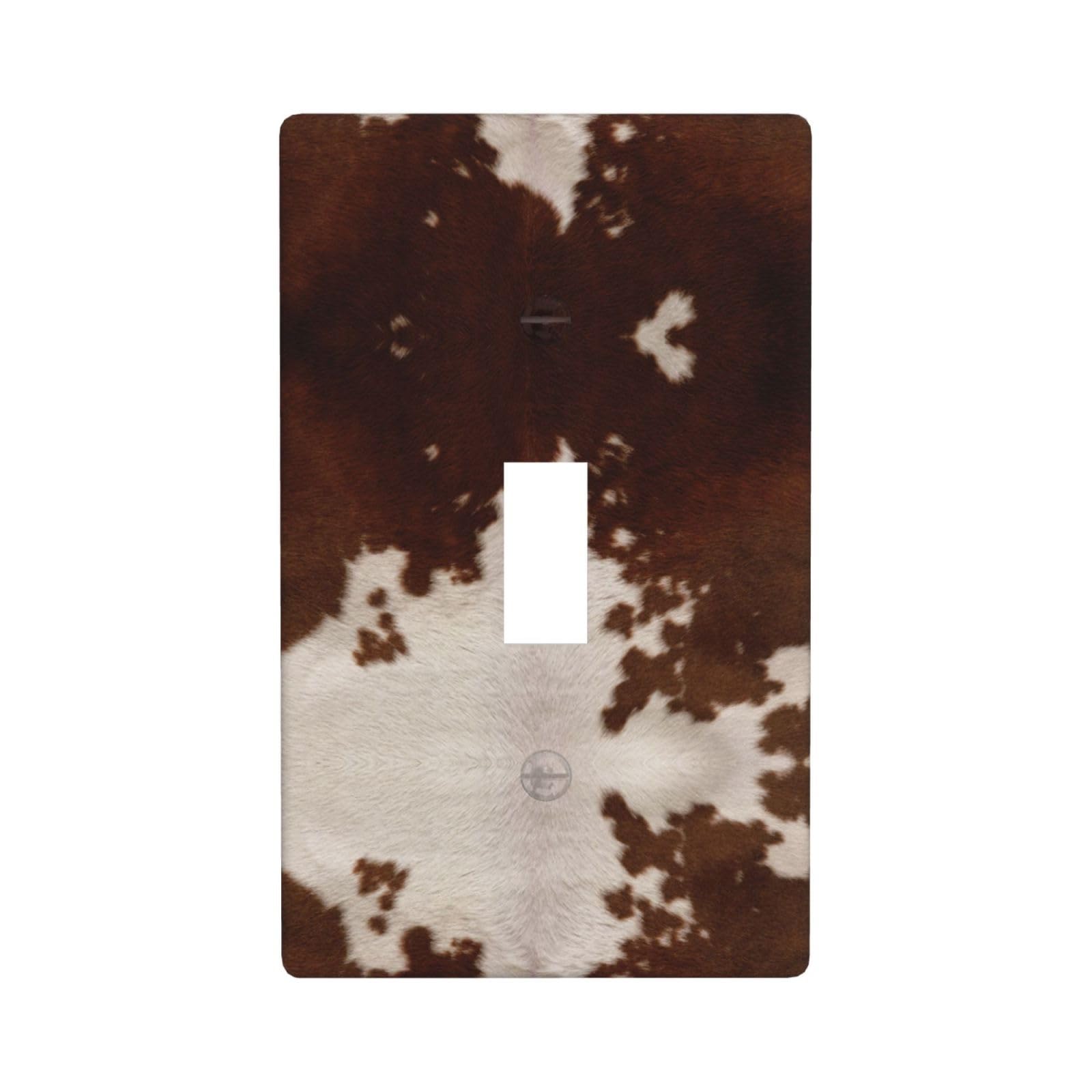Red Brown Cowhide Unbreakable Midsize Outlet Cover,Impact Resistant Switch Plate,Decorative Wall Plate Cover