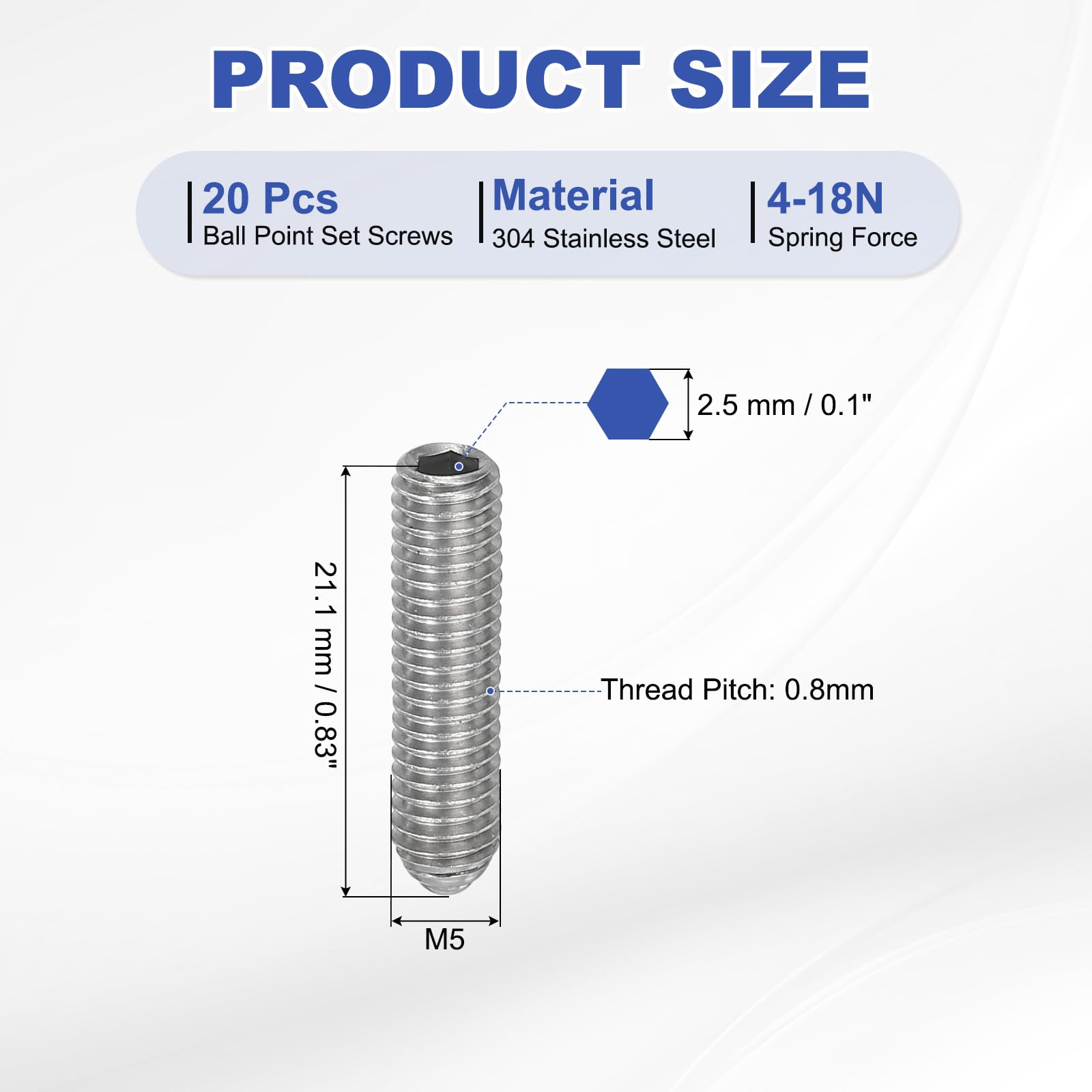 PATIKIL M5x20mm Ball Point Set Screws - Image 2