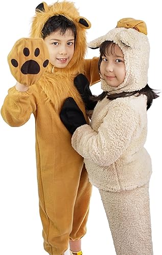Miniatura 6 de Fayueye Disfraz de oveja de Halloween para niños y niñas, camiseta de manga larga, gorro, guante, calcetines, pantalón largo, disfraz de cordero