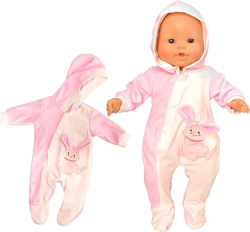 Conjunto de ropa de muñeca de bebé, mameluco con capucha de conejo para muñecas de 14 a 16 pulgadas, conjunto de ropa casual diario hecho a mano