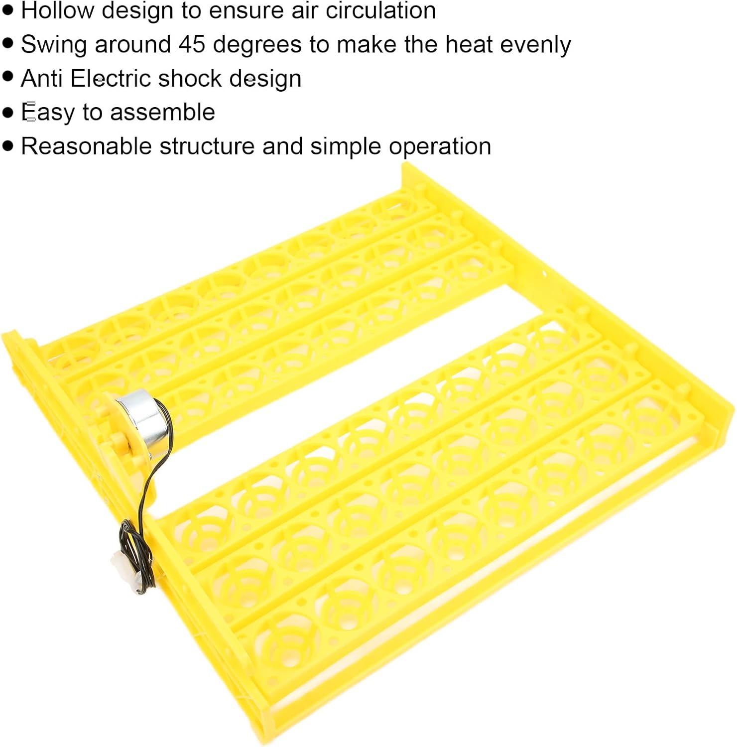 Automatic Egg Turner, ABS Incubator Accessory with 48 Egg Capacity and 45 Degree Tilt, Hanging Tray System for Poultry Hatching