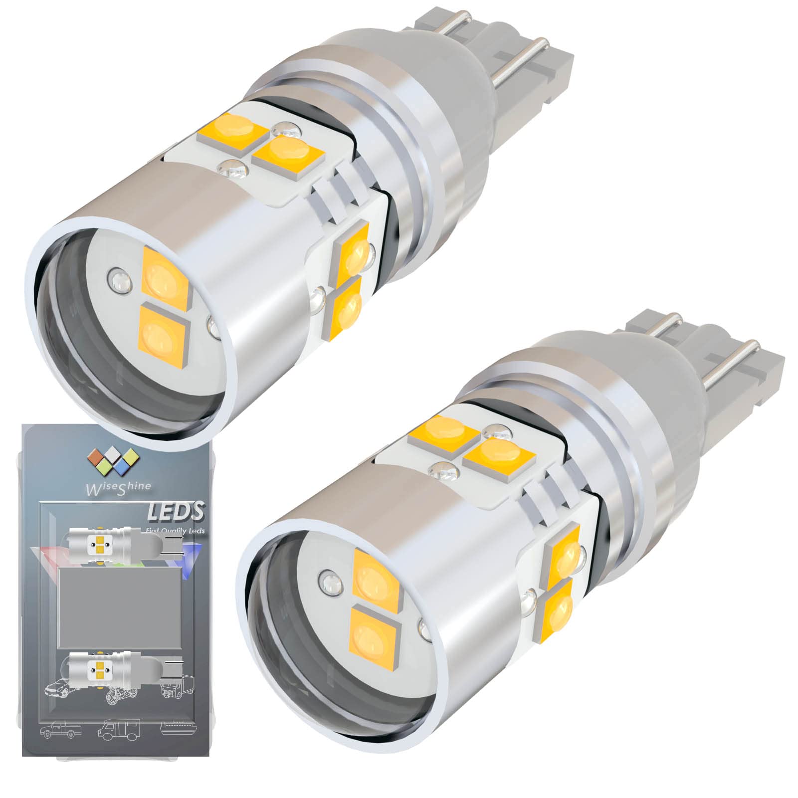 Wiseshine W16W LED Bulb,T15 LED Bulb Gold Amber Yellow,921 LED Bulb Reverse Lights,Car Truck RV 912 T10 194 168 2825 W5W LED Bulb DC 12V-24V for Exterior Interior Dome Back up Lights Canbus (Pack 2)