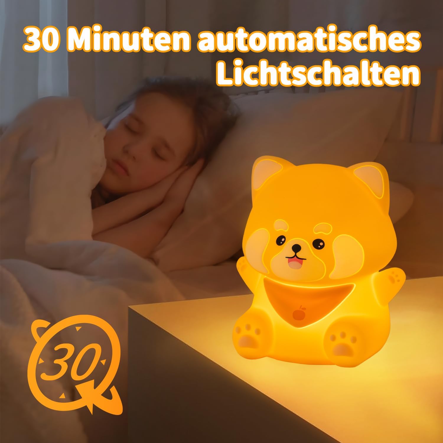 Rytinazzz Silicone Night Light for Kids, 50H Long Battery Red Panda Lamp, Cozy Gift Light for Kids, Soft Dimmable Bedside Light, Rechargeable Tap Control