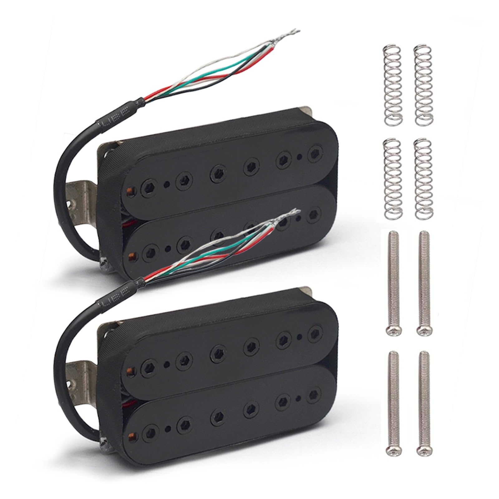 Pastilla Humbucker Alnico 5 Vintage, pastilla de puente de guitarra eléctrica de doble bobina, piezas de guitarra negras, sonido cálido, negro(2 Set,Black Hexagonl Screw)