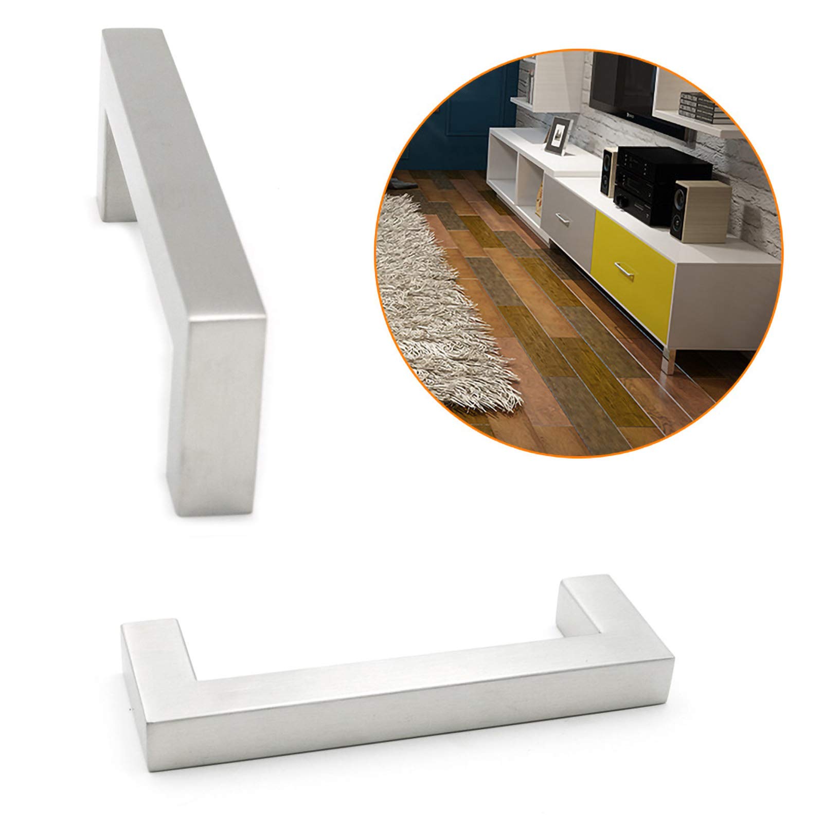 10 Stück Möbelgriffe Edelstahl Schrankgriffe Küchengriffe Schubladengriff für Kleiderschrank Küche Silber Lochabstand (160mm) (Silber 128mm)