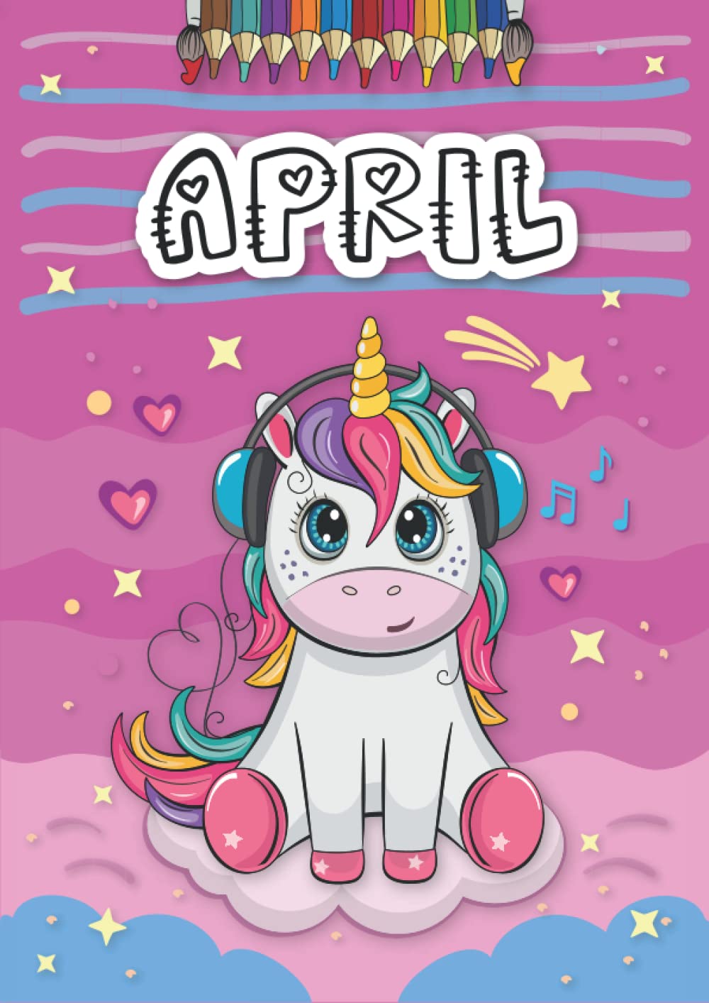 April: Livre de coloriage personnalisé pour April | Licorne | Cadeau d'anniversaire pour fille ... | 4 à 8 ans | 25 motifs de licorne avec le prénom ... format A4 (21 x 29.7 cm) (French Edition)
