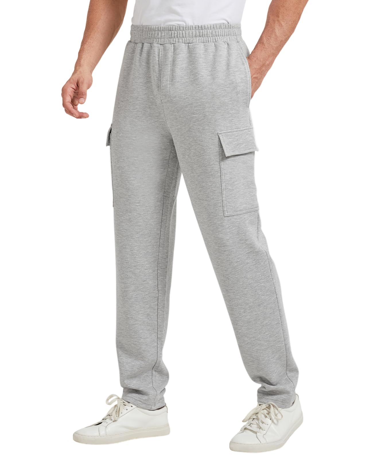 TTZ Mens Tall Cargo Sweatpants 34 36 Inseam Extra Long Workout Lounge Pants with Pockets for Tall Men