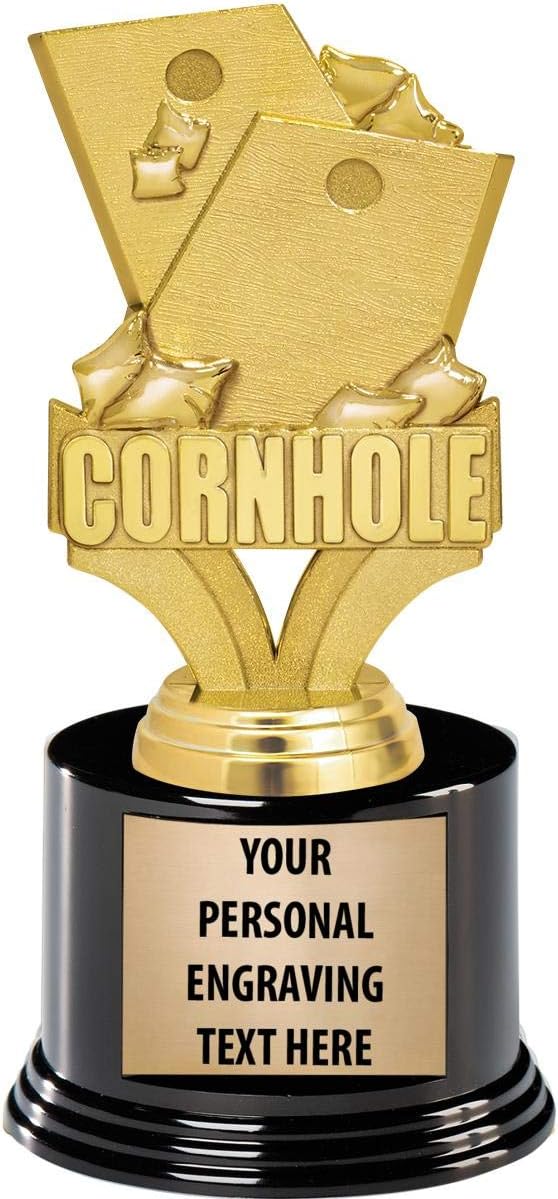 Crown Awards Cornhole Trophy, 7.25" Cornhole Champion Trophy with 5 Lines of Free Engraving Prime