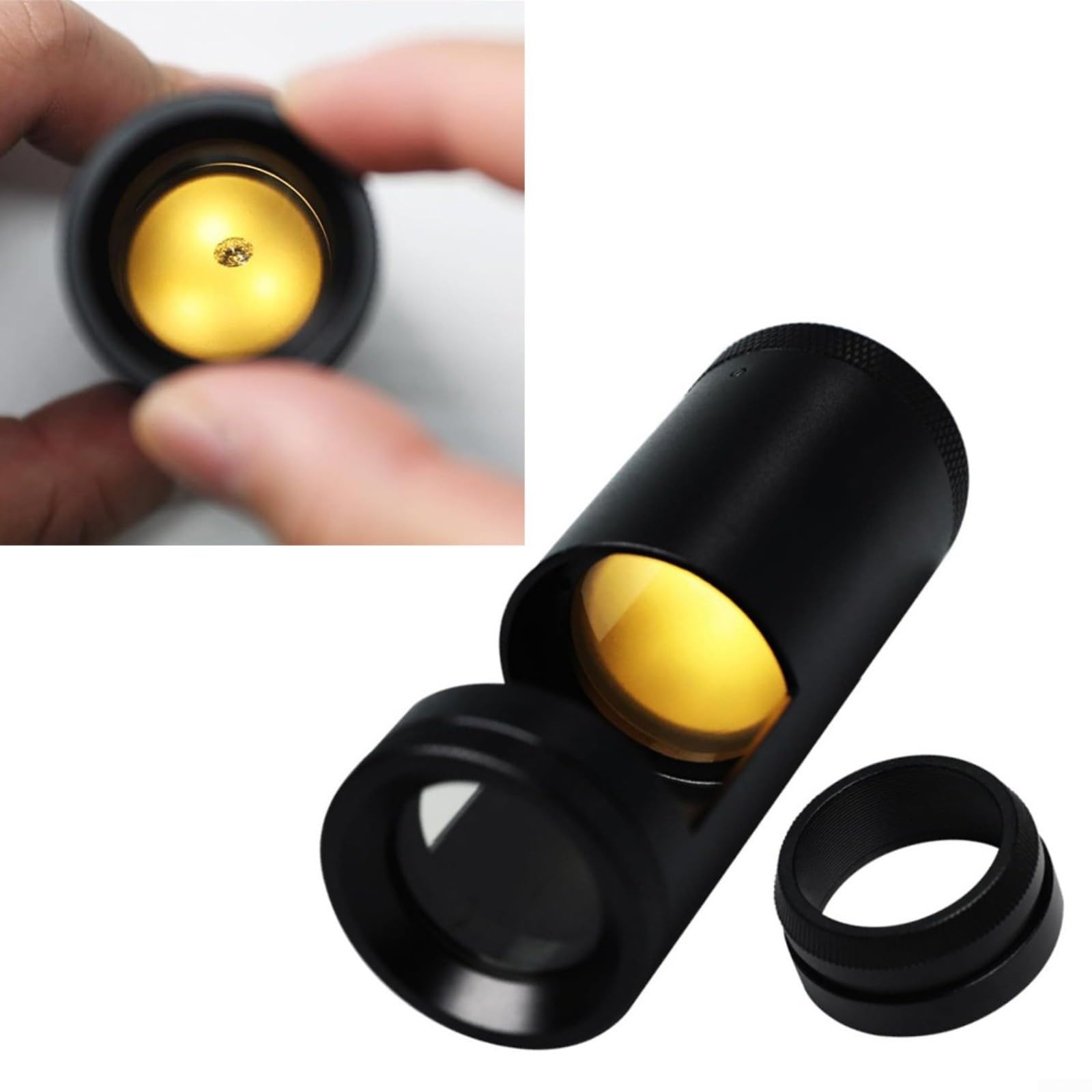 Gemas de filtro polarizadoras iluminadas LED, herramienta óptica de doble lente de mano, carcasa de aleación de aluminio con estuche de almacenamiento