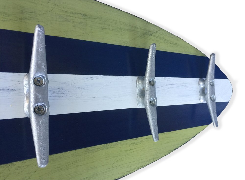 3 Ft Green and Navy Surfboard Coat Rack with Cleats