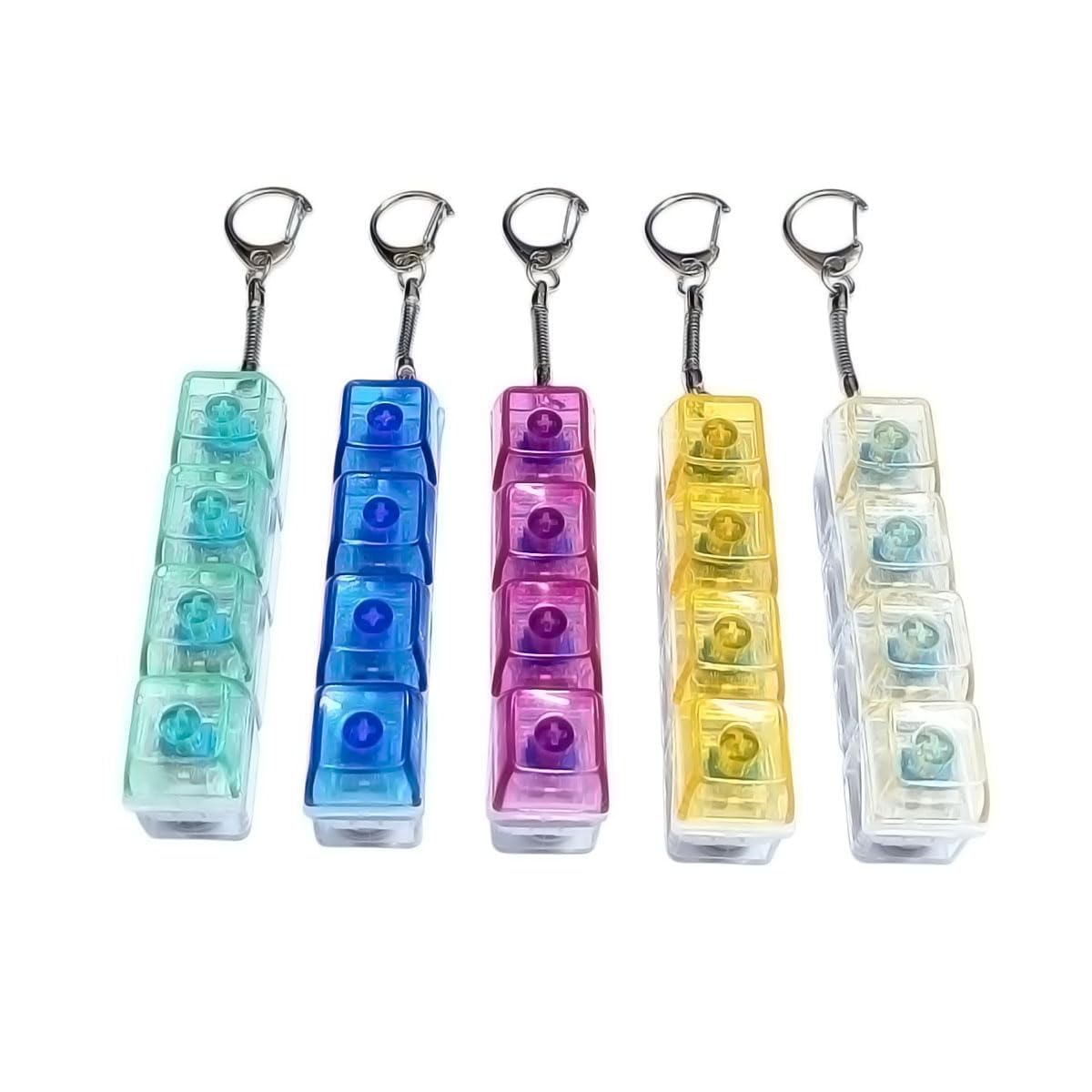 ZUDELLA Mechanical Keyboard Switch Keychain, Blue Switches, Transparent Keycaps, Tactile Clicky Fidget Toy, 4 Keys, for All Ages 2