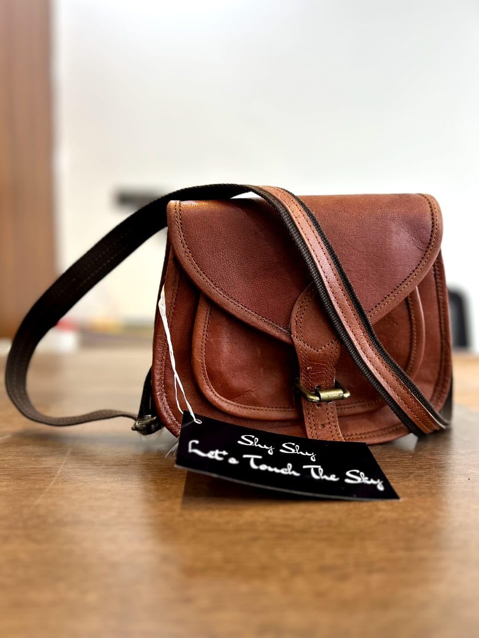 9 inch Women Leather Cross-body Shoulder Bag Satchel ladies Purse Genuine Multi Pocket Saddle Vintage Handmade Travel - Image 3