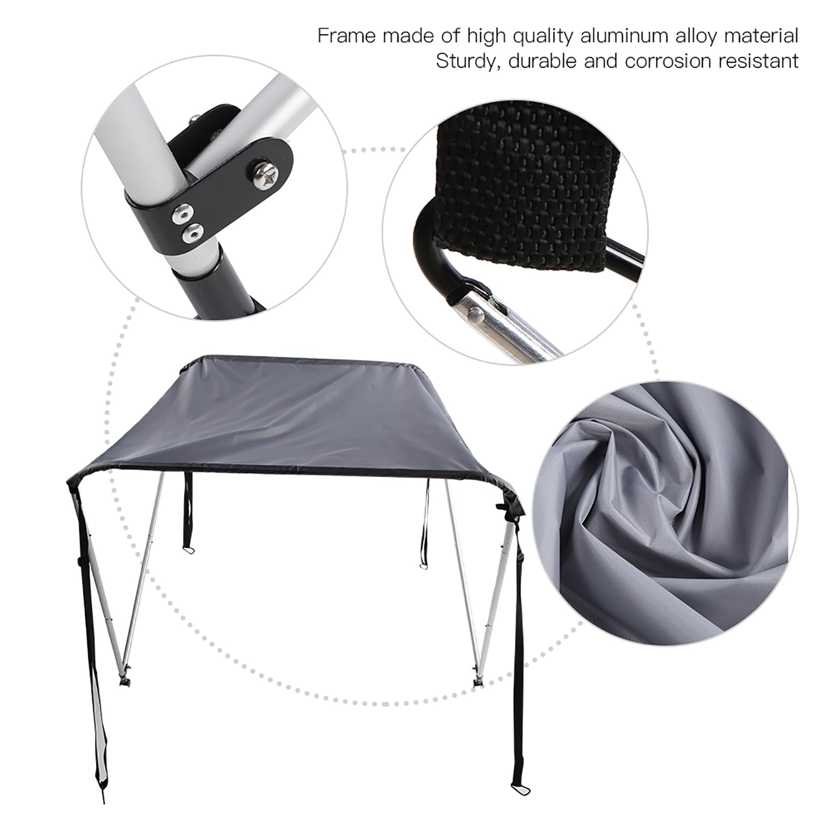 Bow Bimini Osłona Przeciwsłoneczna do łodzi Rybackich Wodoodporny Składany, Pręt ze Stopu Aluminium Solidny Parasol do Pontonu Kajakowego
