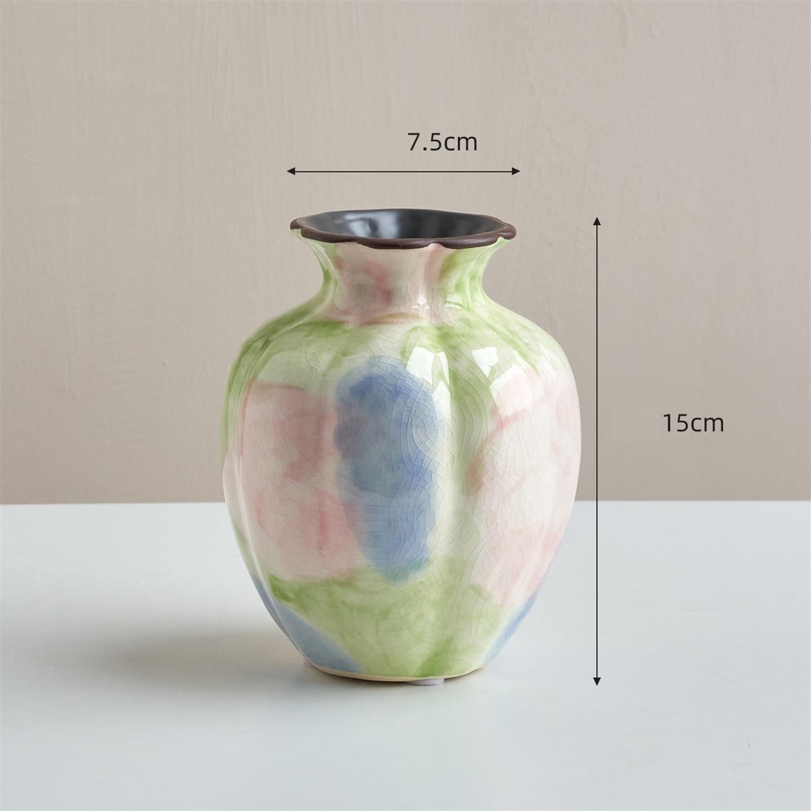Vaso di fiori Vaso in ceramica artistica con composizione floreale sfumata colorata(Piccolo)