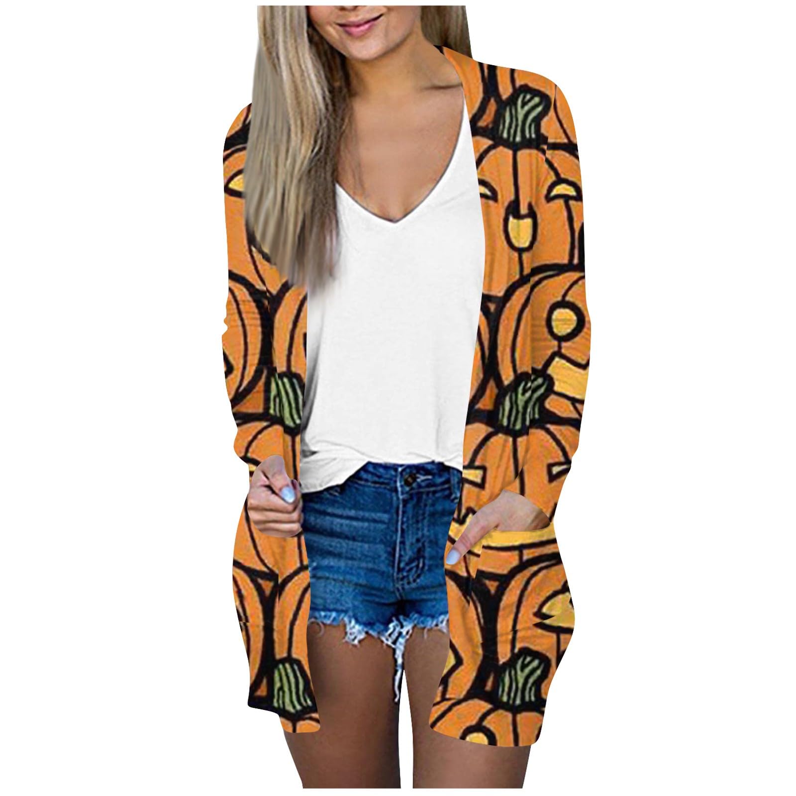 Women's Halloween Cardigan Knitting 2023 Fashion Oversized Tops Open Front Soft Long Sleeve Funny Outwear Sweater