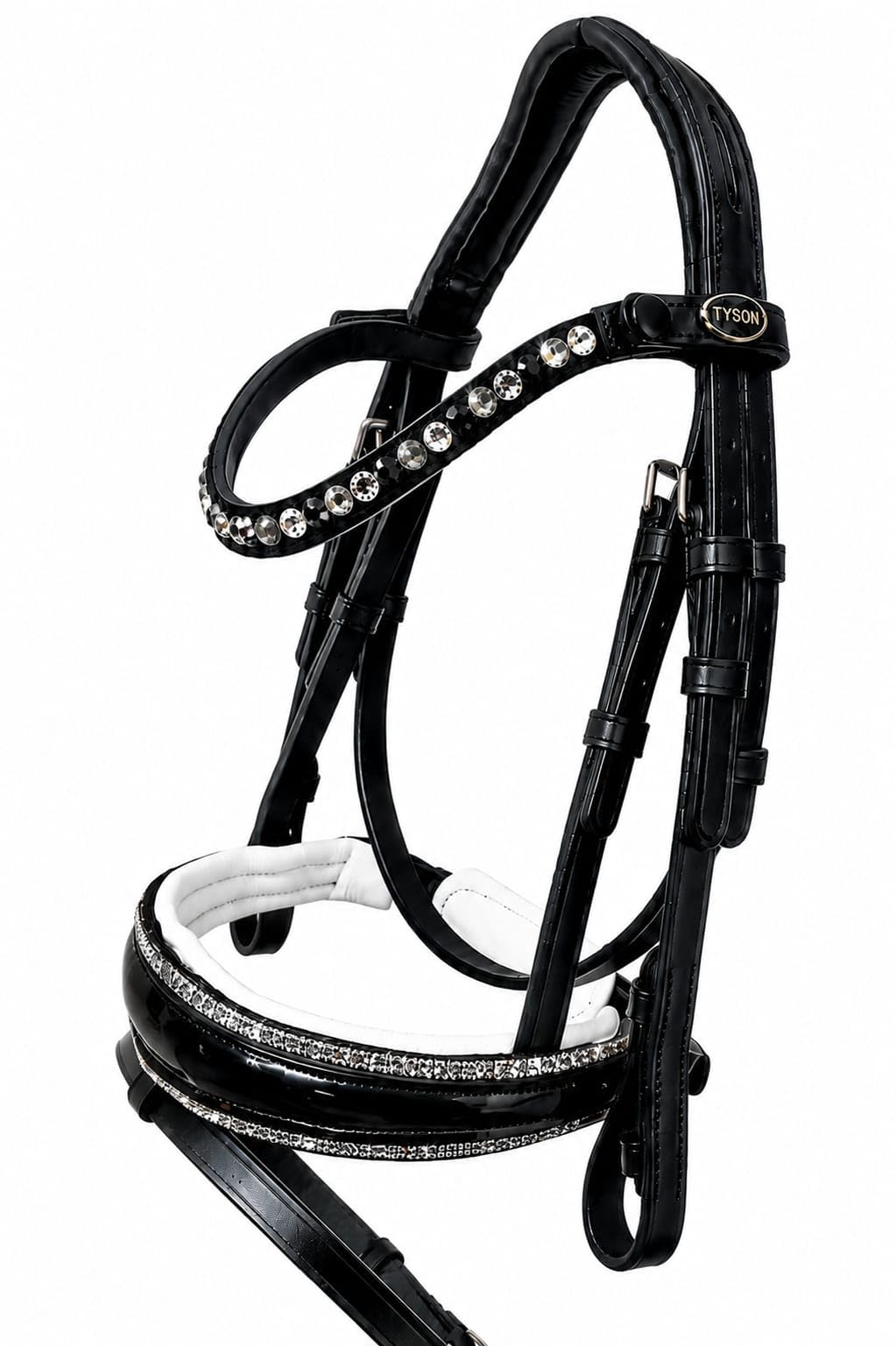 Tysons Breeches Nobless Trense Minishetty Mini Shetty Lack Strass anatomisch geschnitten Schwarz Silbergraú (Minishetty)