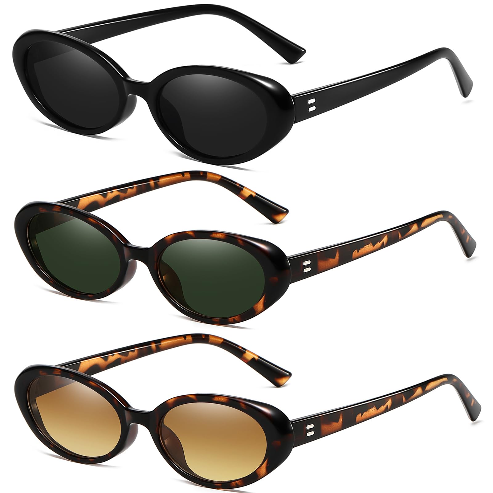 Retro Oval Sunglasses for Women Men Fashion Small Oval Sunglasses 90s Vintage Shades