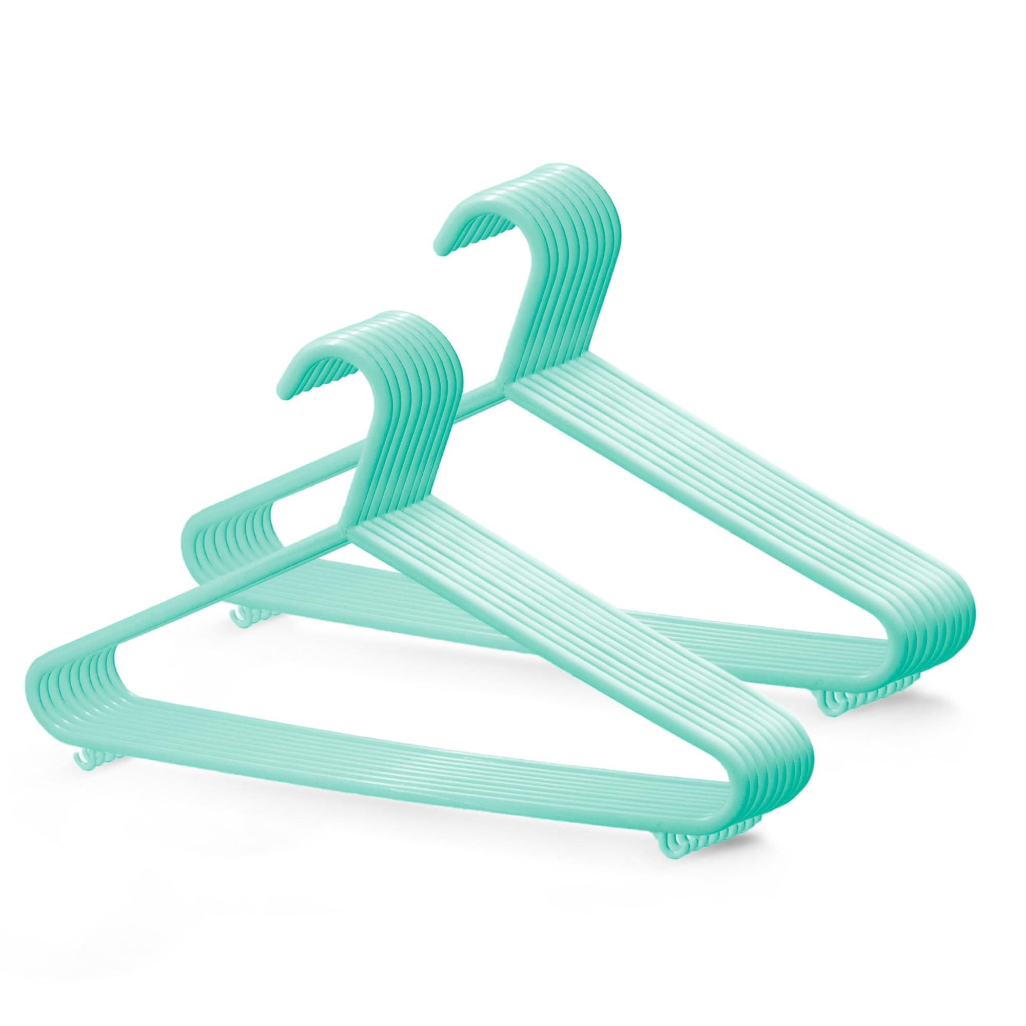 KEPLIN Adult Plastic Coat Hangers - Strong Clothes Hangers for Clothes Rail & Closet, Clothing Hanger with Suit Pants Trouser Bar and Clips, Space Saving