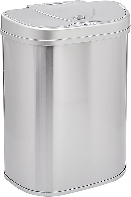 Amazon Basics Automatic Hands-Free Stainless Steel Trash Can, 70L, 3 Compartments