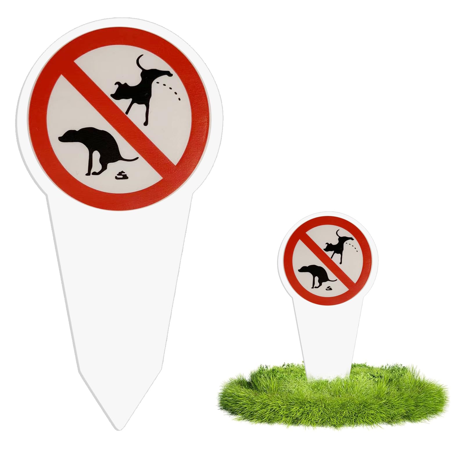 Cartello Divieto di Cacca e Pipì per Cani 29x14 cm, Segnale per Giardini, Parchi, Aree Giochi e Ingressi, Realizzato in PVC Rigido e Resistente alle Intemperie