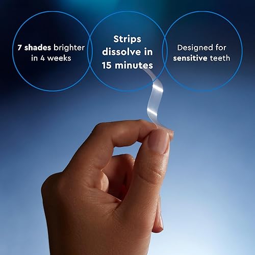 Miniatura 2 de MOON Tiras blanqueadoras de dientes disolventes, 56 tiras blancas nocturnas sin enjuague, menta medianoche, esmalte Pro+, manzanilla y lavanda,