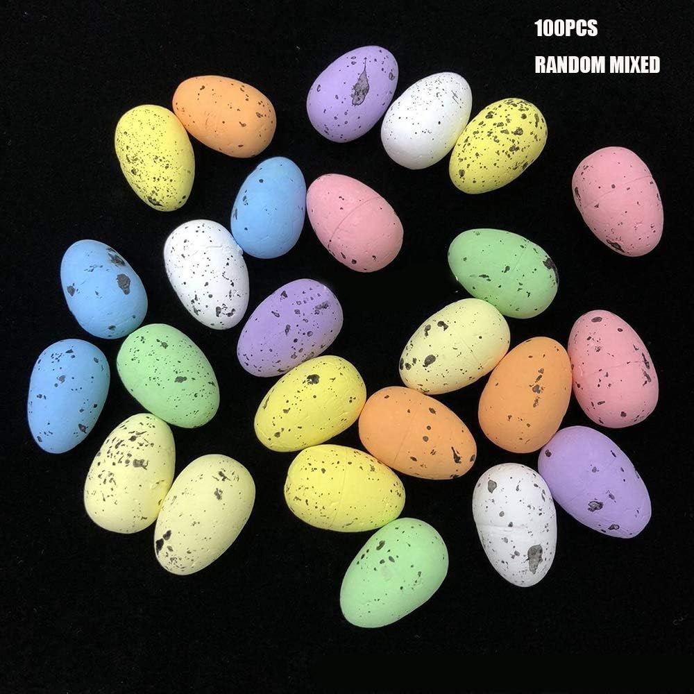 CheeseandU 100Pcs Colorful Mini Easter Eggs Bulk Decorative Foam Easter Eggs in Multi-Color for DIY Crafts Basket Stuffers Easter Decoration Party Favors Supplies 2x3cm