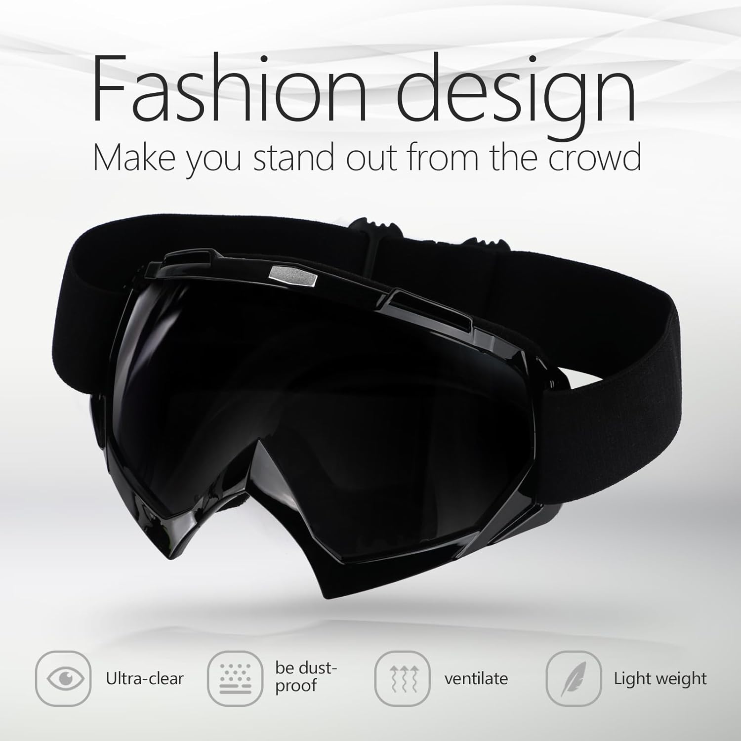 Motorcycle Goggles ATV Dirt Bike Anti Scratch Motocross UV400 Protect Bendable Eyewear Off Road Dust proof Anti Fog Riding Goggles with Adjustable Strap &Color Lens - Image 2