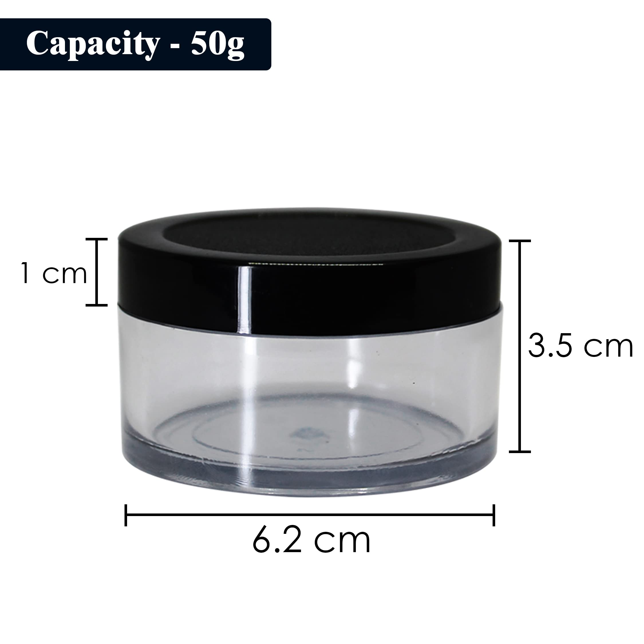 nsb herbals Acrylic Container San Jars With Black Outer Lid And Inner White Lid Set For Lip Balms, Diy Skin Care, Body Butters And Creams (Clear, 50 G) (3) 4