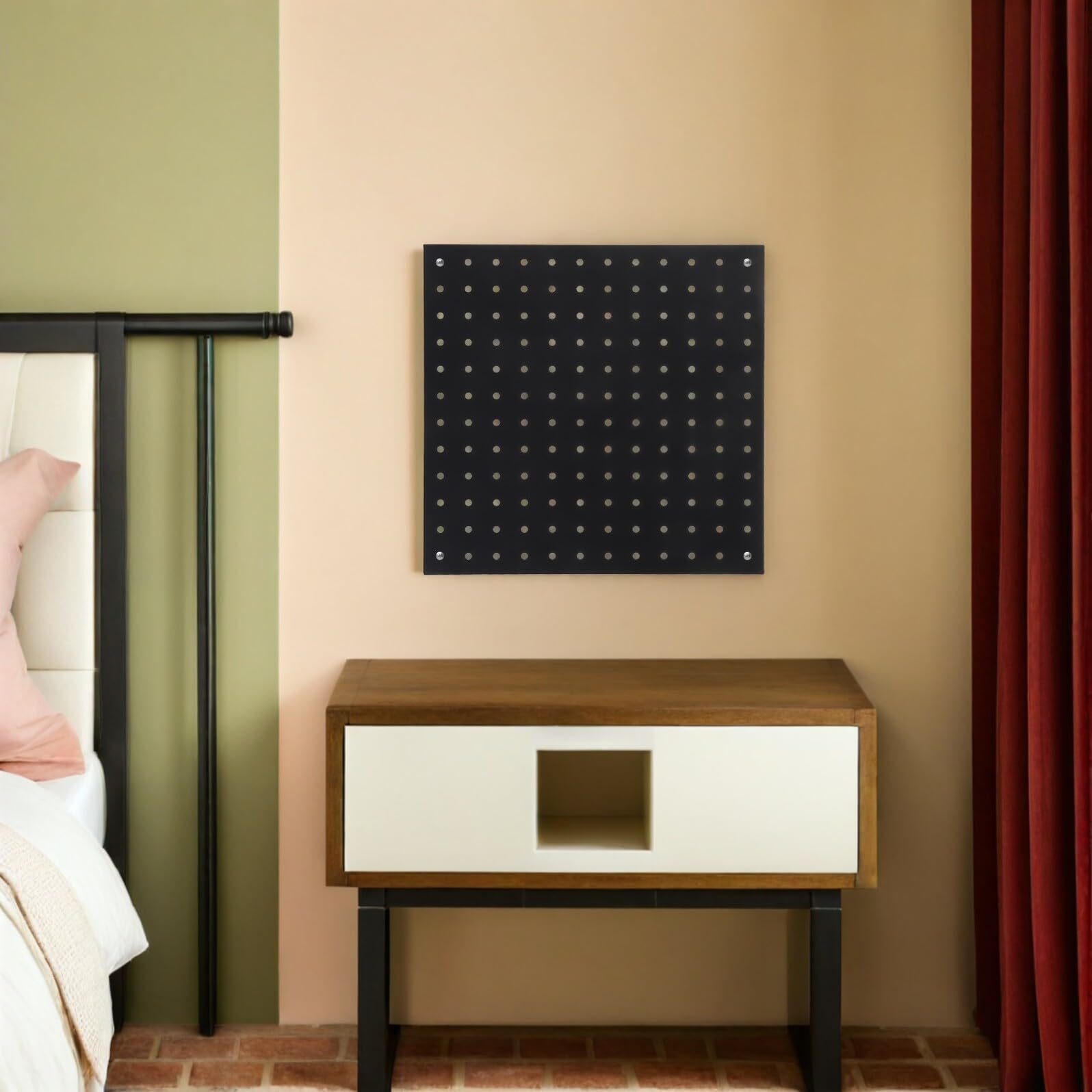 Beaupretty 4 piezas Paneles Metálicos Perforados Organizador de Pared para Herramientas Resistente Montaje Rápido para Garaje Cocina Oficina y Taller Color Negro Cuadrados