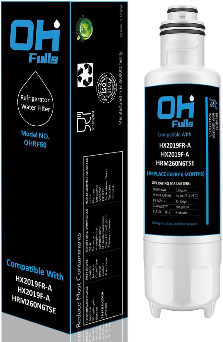 HX2019FR-A HX2019F-A Water Filter Replacement, Compatible with Hisense HRM260N6TSE HRFD560SW HRCD585BW HRFD634BW HRCD650BW HRCD586TBWB Mora MRM260N6TSE, 1-Pack