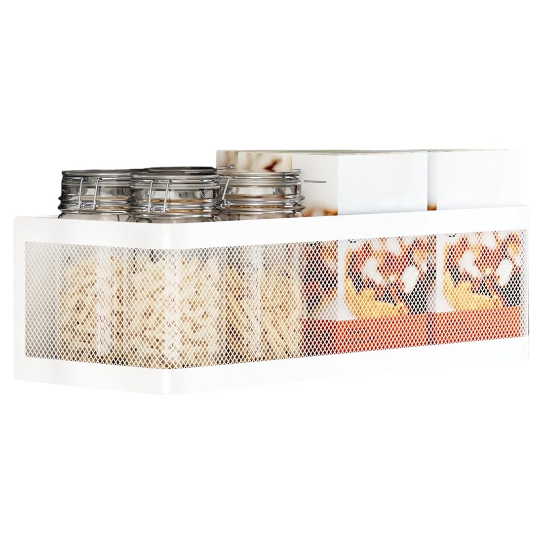 Vjsujehgy Multi-Functional Refrigerator Magnetic Storage Rack Metal Hanging Basket Wall Cabinet Spices Rack Box B