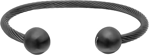 Miniatura 9 de MagnetRX Brazalete magnético - Brazalete magnético de acero inoxidable con cable trenzado - Elegante pulsera de golf para hombres y mujeres Gunmetal