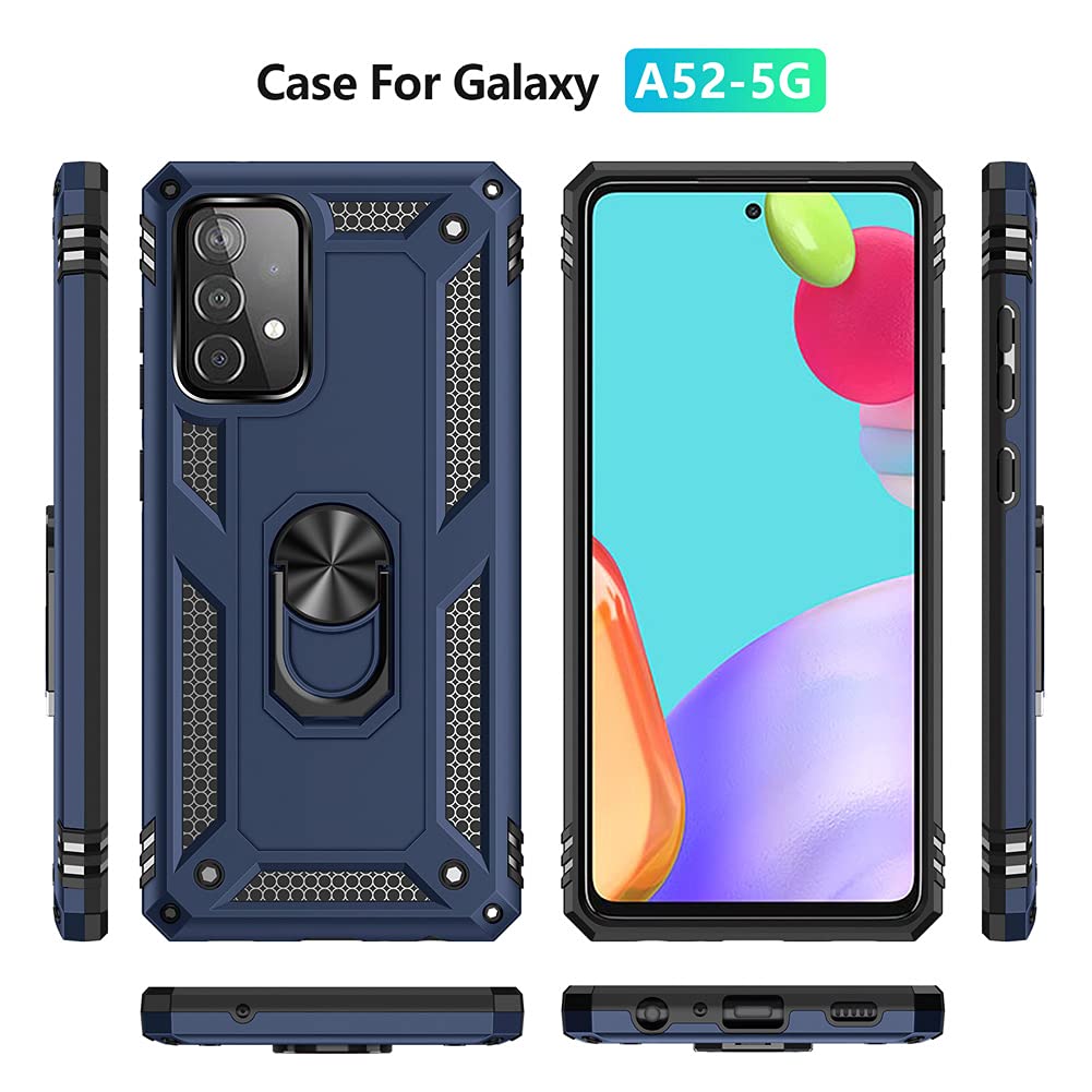 Amazon.com: for Samsung A52 Case, Galaxy A52 Case with HD Screen Protector,  Military-Grade Ring Holder Kickstand Car Mount 15ft Drop Tested Shockproof Cover  Phone Case for Samsung Galaxy A52, Blue : Cell
