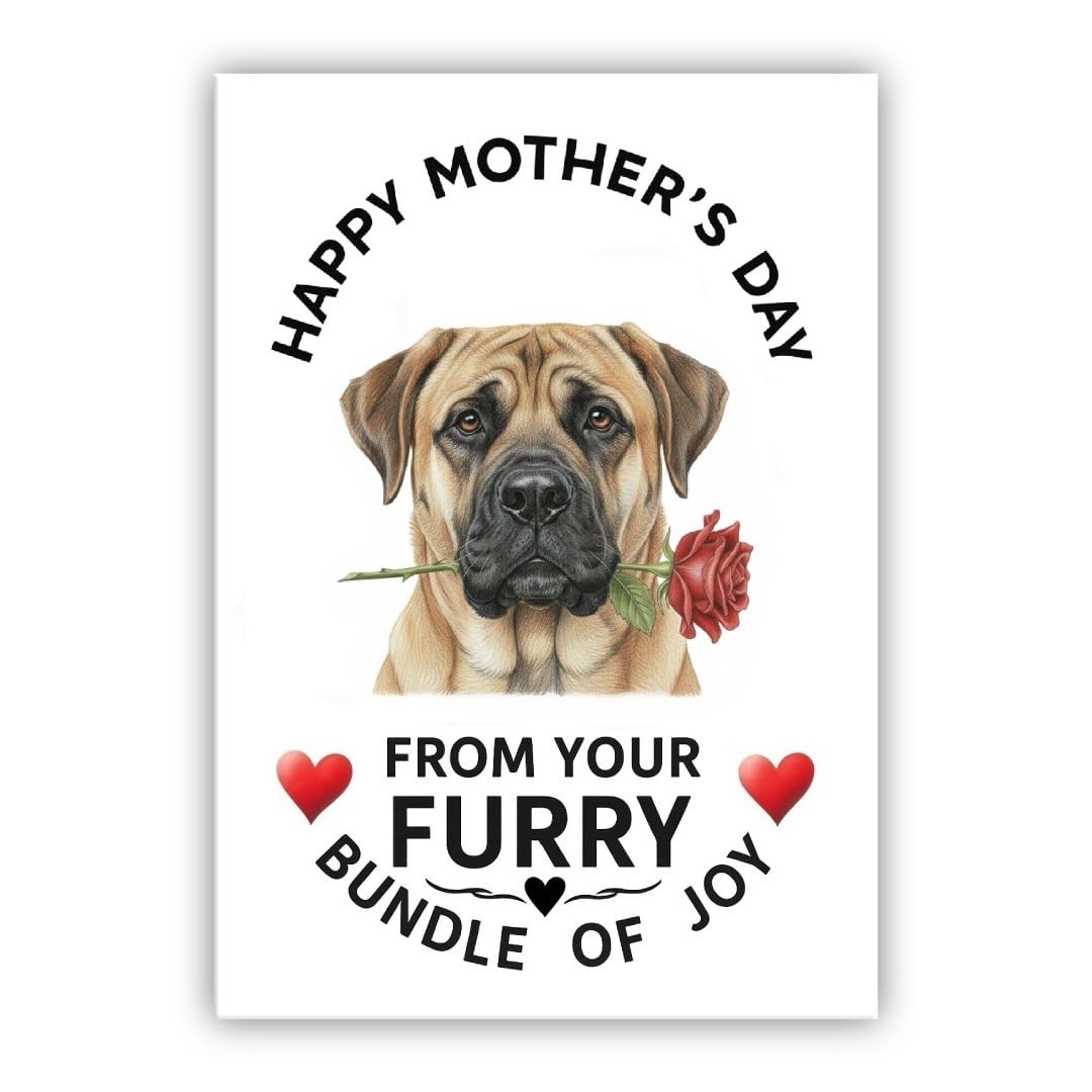 Mother’s Day Dog Card – Pet Mothers Day Greeting Card from the Dog - “Happy Mother’s Day” - Many Breeds Available (• English Mastiff) — image 1
