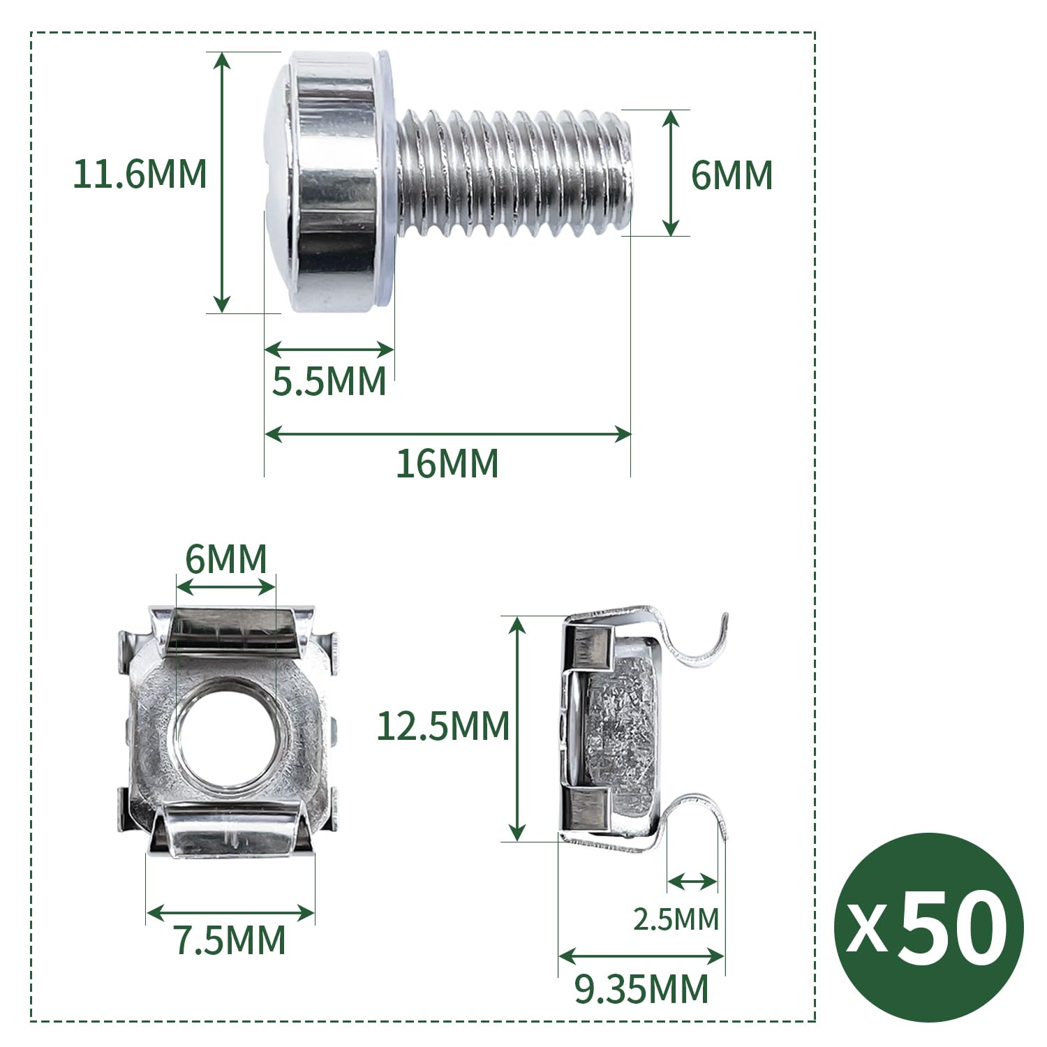 Amazon.co.jp: Socpuro ケージナットセット M6＊16mm ステンレス製