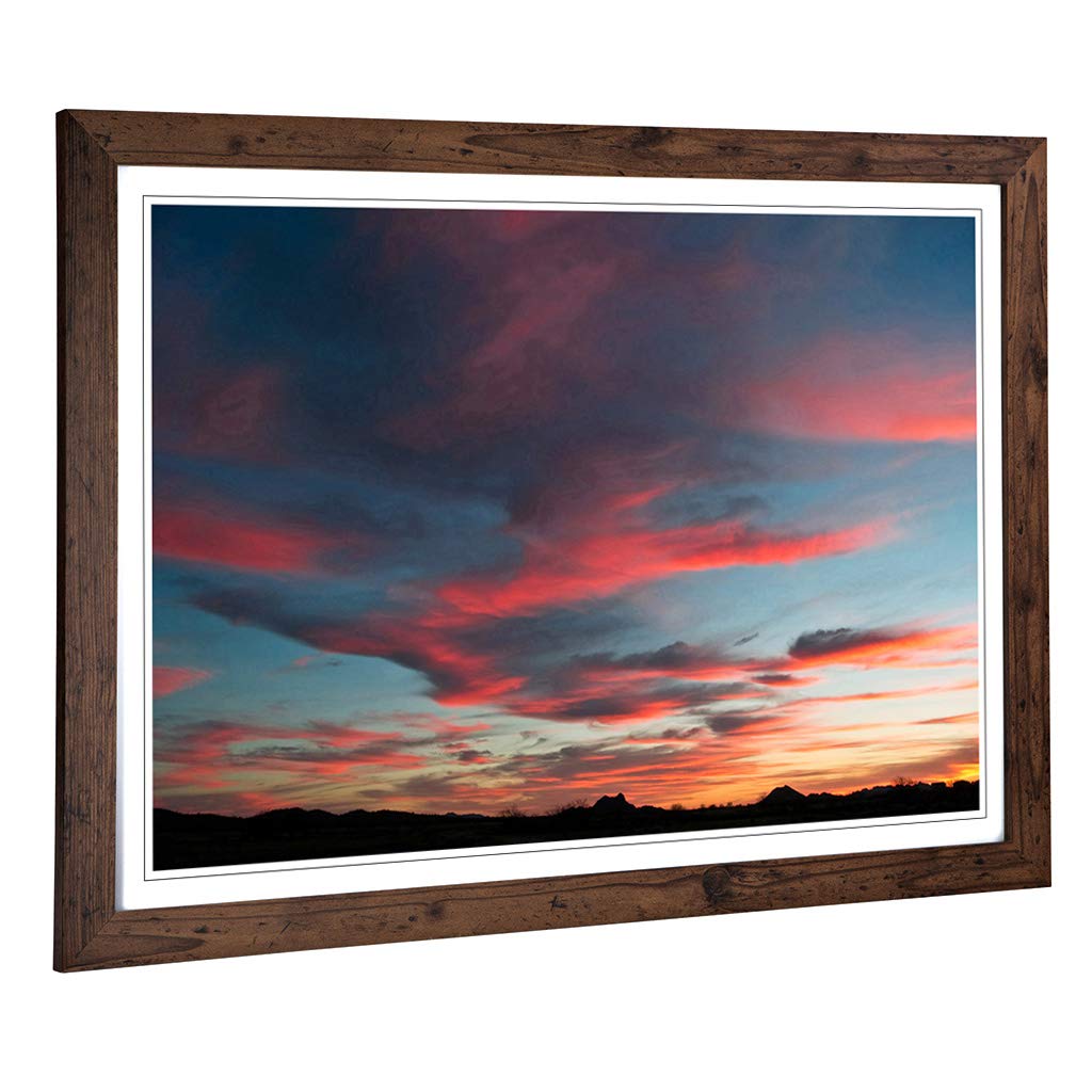 Big Box Art Framed Print of Landscape Arizona Pink Sunset (2) Design | Wall Art Picture | Home Decor for Kitchen, Living Room, Bedroom, Hallway, Walnut, A2 / 24.5x18 Inch / 62x45cm