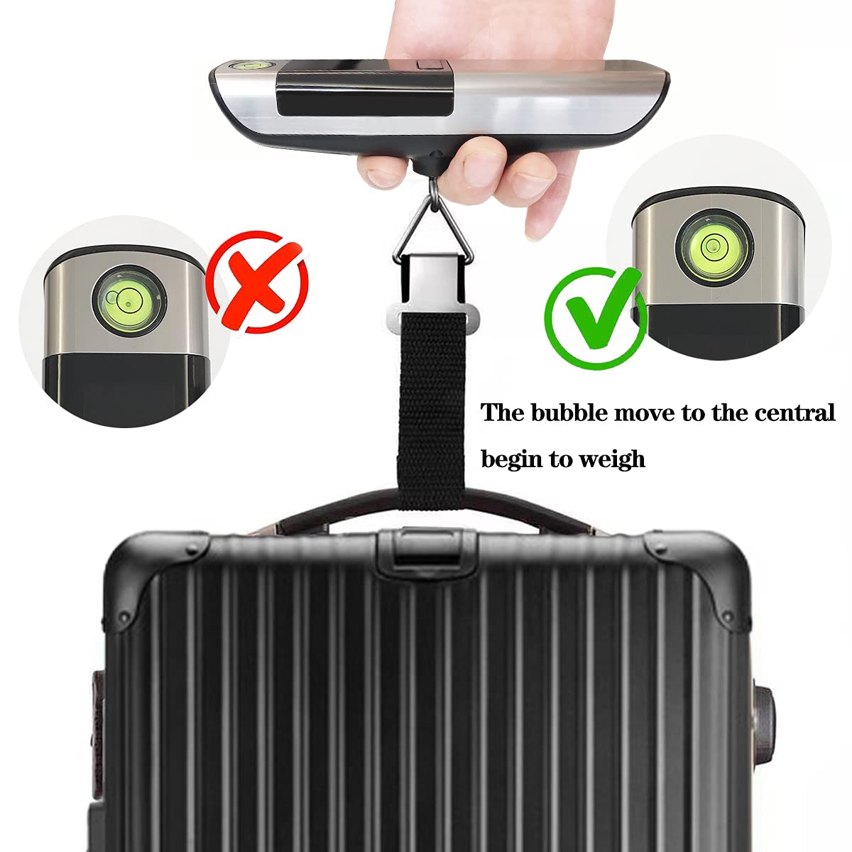 Generic Luggage Scale, Digital Portable Handheld Suitcase Weigher for with Horizontal Bubble , Built-in Tape Measure，110 Pounds, Battery Included : Clothing, Shoes & Jewelry