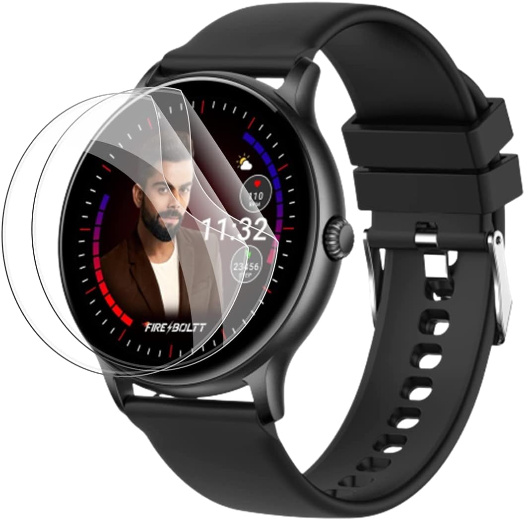 Wisely [Pack 3 For Fire Boltt Phoenix SmartWatch Screen Guard Scratch Guard Full Screen Protector Compatible for Fire Boltt Phoenix 1.3"- Flexible TPU - HD Clear - Bubble-Free