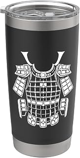 Samurai Armor Warrior Japanese History Line Art Design Stainless Steel Insulated Tumbler
