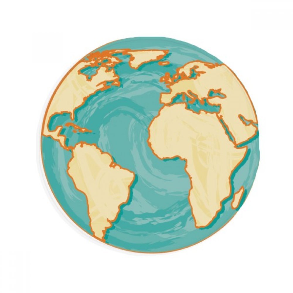 Tapis ronde Terre bleu ocean jaune 80cm pour sol de cuisine